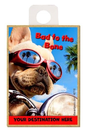 Motorcycle Chopper Dog - Bad to the Bone wood fridge magnets featuring the …