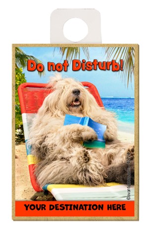 Lounging Sheepdog - Do not disturb! wood fridge magnets featuring the artwo…