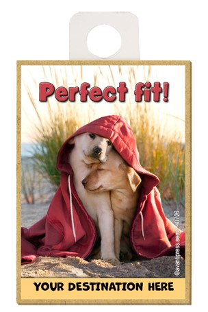 Dogs in Hoodie on Beach - Perfect fit! wood fridge magnets featuring the ar…