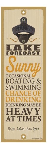 Lake forecast (sun image) 5" x 15" bottle opener wood plaque