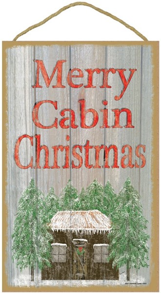 Merry Cabin Christmas 10" x 16" wood plaque, sign. Features the artwork of …