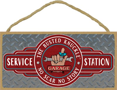 Busted Knuckle Garage - Service Station 5" x 10" wood plaque, sign