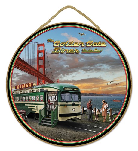 Golden Gate Diner - on the bay - diner by Golden Gate Bridge 10" round wood…