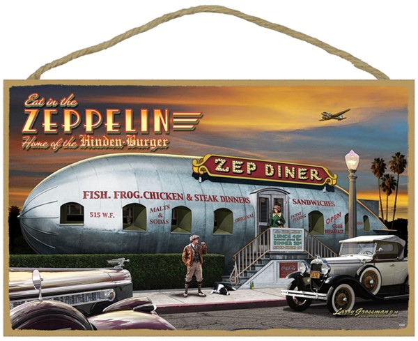 Eat in the Zeppelin 10" x 16" wood plaque, sign - features the artwork of L…