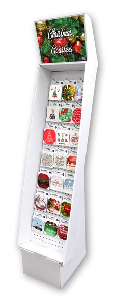 1-Christmas Coaster Cardboard Floor Display - contains 21 facings, 4 ea = 84 ...
