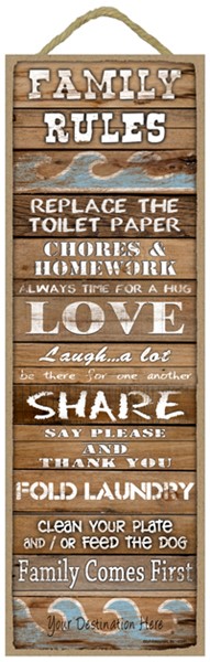 Family Rules: Replace Toilet PaperÂ…/ Family Comes First (wood planks w/wav…