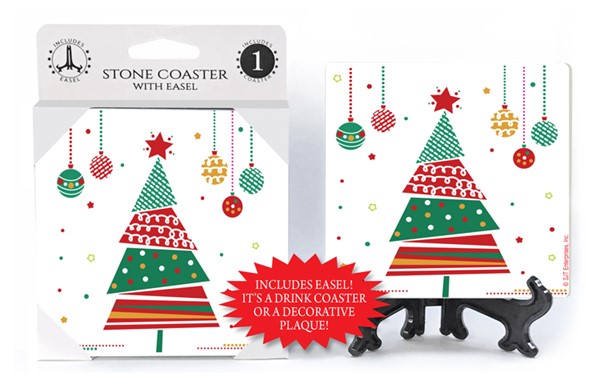 Christmas tree - simple triangles and ornaments hanging from top  1-pack co...
