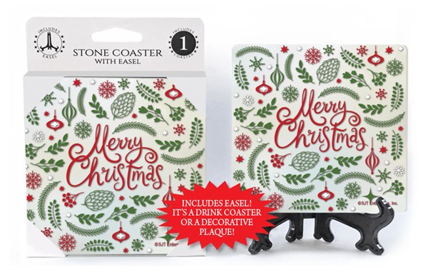 Merry Christmas - Pine themed patterns w/ornaments and snowflakes - marble ...
