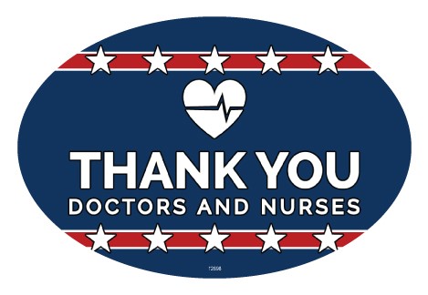 Thank you Doctors and Nurses - Heart logo - blue bkgd patriotic Covid-19 su…