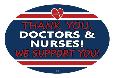 Thank you, Doctors & Nurses! We Support You! - Blue patriotic bkgd Covid-19…