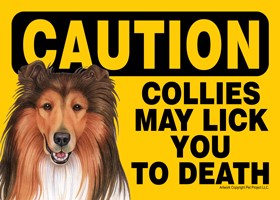 Caution - Collies may lick you to death. PLURAL Express Yourself Signs