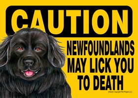 Caution - Newfoundlands may lick you to death. PLURAL Express Yourself Signs