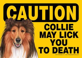 Caution - Collie may lick you to death. Express Yourself Sign