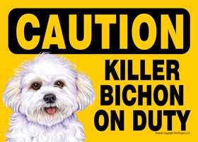 Caution - Bichon - Killer Bichon on duty (puppy cut / short hair cut) Expre…