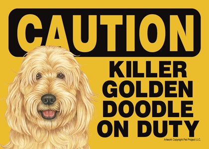 Caution - Goldendoodle - Killer Goldendoodle on duty Express Yourself Sign.…