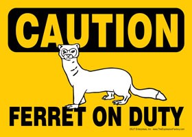 CAUTION - Ferret on duty Express Yourself Sign