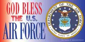 God Bless the U.S. Air Force (with picture of Air Force emblem.) Military W…