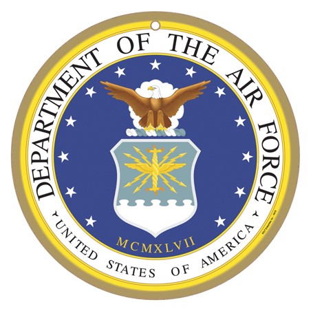 Military Air Force Logo on Round Wood Plaque