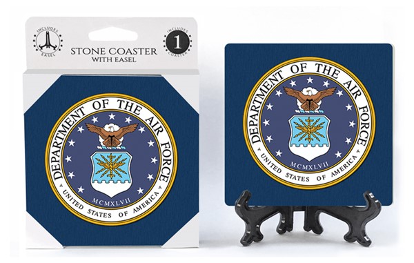 United States Air Force absorbent stone coaster 1-pack with easel military