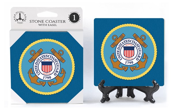 United States Coast Guard absorbent stone coaster 1-pack with easel military