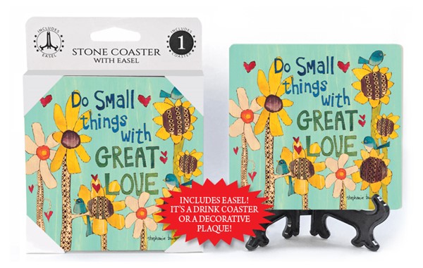 Do small things with great love (sunflowers and blue birds, sky blue backgr…