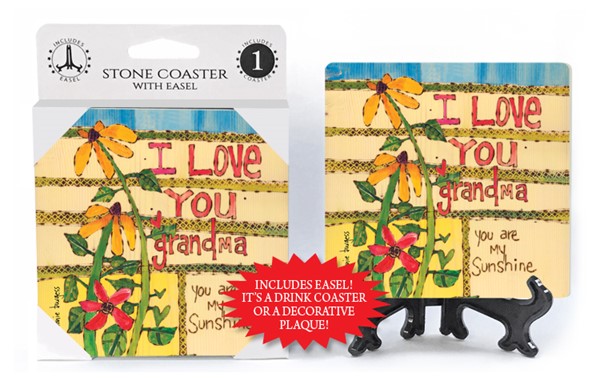 I love you Grandma - you are my sunshine 1-pack coaster with easel featurin…