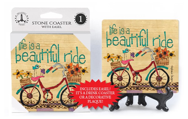 Life is a beautiful ride 1-pack coaster with easel featuring the artwork of…