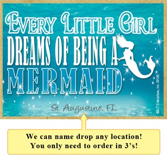 Every little girl dreams of being a mermaid wood fridge magnets - measure 2…