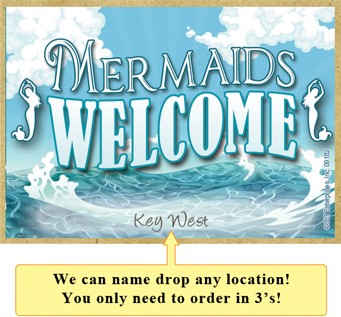 Mermaids welcome wood fridge magnets - measure 2.5" x 3.5" x 1/8"  thick. P…