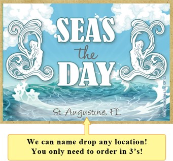 Seas the day wood fridge magnets - measure 2.5" x 3.5" x 1/8"  thick. Pirat…