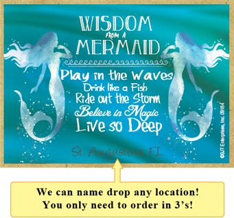 Wisdom from a mermaid wood fridge magnets - measure 2.5" x 3.5" x 1/8"  thi…