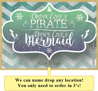Drink like a pirate, Dance like a mermaid wood fridge magnets - measure 2.5…