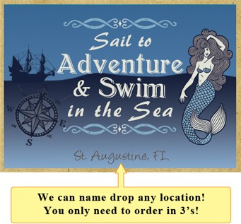 Sail to Adventure & Swim in the Sea wood fridge magnets - measure 2.5" x 3.…