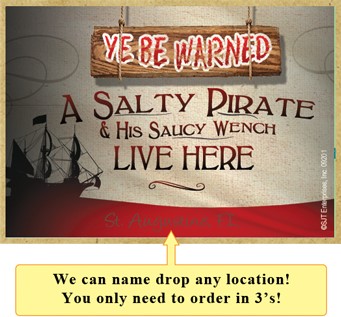 Ye Be Warned: A salty pirate and his saucy wench live here wood fridge magn…