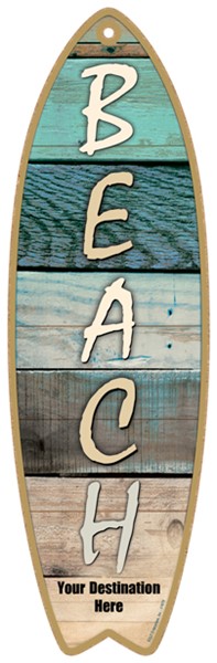 Beach - Vertical type Plank style surfboard plaques, signs - measure 5" x 1...
