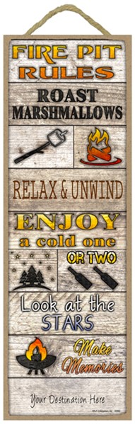 Fire Pit Wood Plank With Rules