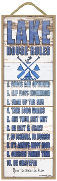 Lake House Rules Wood Plank
