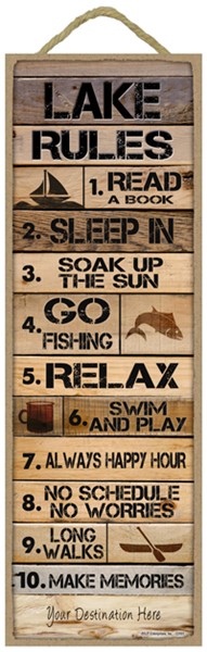 Wood Plank With Lake Rules