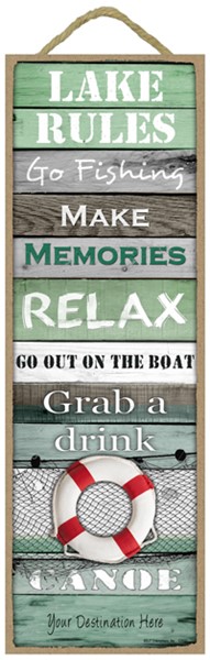 Wood Plank With Lake Rules