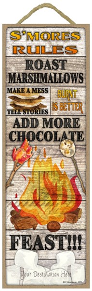 S'mores Rules: Fire pit / s'more theme (rustic wood planks) 5" x 15" wood P…