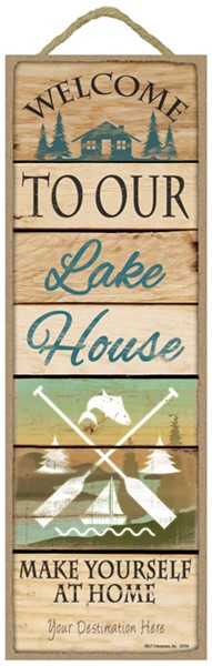 Welcome to our Lake House - Make Yourself at Home 5" x 15" wood Plank plaqu…