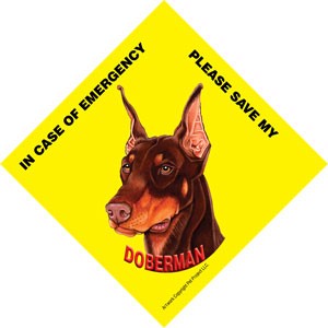 In Case of Emergency Please Save my Doberman / Save My Pet signs with sucti…