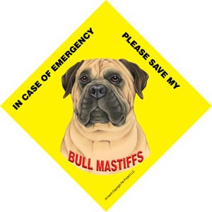 In Case of Emergency Please Save my Bull Mastiffs / PLURAL Save My Pet sign…