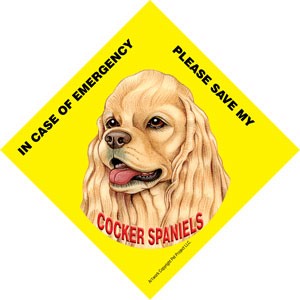 In Case of Emergency Please Save my Cocker Spaniels (American, tan color) /…