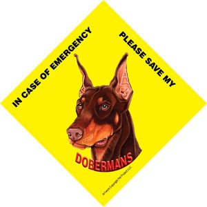 In Case of Emergency Please Save my Dobermans / PLURAL Save My Pet signs wi…