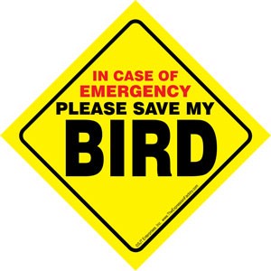 In Case of Emergency Please Save my BIRD / Save My Pet signs with suction cup