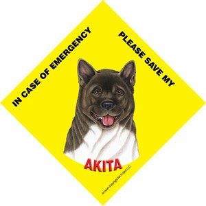 In Case of Emergency Please Save my Akita / Save My Pet signs with suction cup