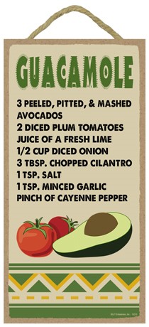 Guacamole - Recipe Southwest design 5" x 10" wood plaque, sign