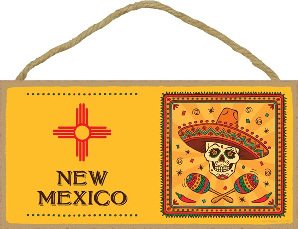 New Mexico flag with day of the dead image with maracas Southwest design 5"...