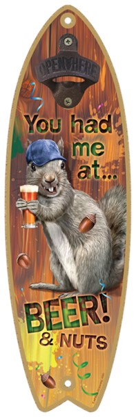 You had me at Beer & nuts! Surfboard bottle opener